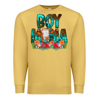 Antique Gold Boy Mama Flowers Cow Premium Sweatshirt - CowCowDesign