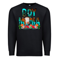 Black Boy Mama Flowers Cow Premium Sweatshirt - CowCowDesign