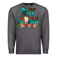 Charcoal Heather Boy Mama Flowers Cow Premium Sweatshirt - CowCowDesign