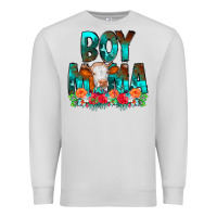 Dove Grey Boy Mama Flowers Cow Premium Sweatshirt - CowCowDesign