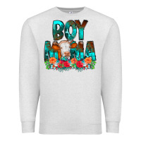 Boy Mama Flowers Cow Premium Sweatshirt | Teevron
