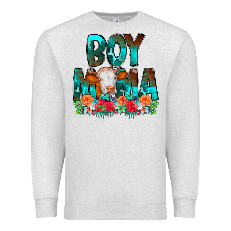 Boy Mama Flowers Cow Premium Sweatshirt by CowCowDesign | Teevron