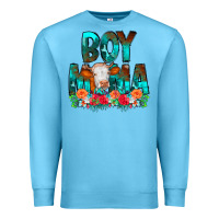 Ocean Blue Boy Mama Flowers Cow Premium Sweatshirt - CowCowDesign