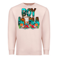 Pale Pink Boy Mama Flowers Cow Premium Sweatshirt - CowCowDesign