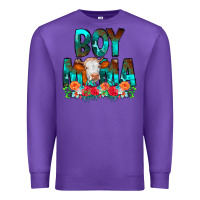 Purple Boy Mama Flowers Cow Premium Sweatshirt - CowCowDesign
