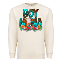 Sandshell Boy Mama Flowers Cow Premium Sweatshirt - CowCowDesign
