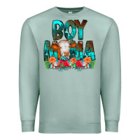 Seafoam Boy Mama Flowers Cow Premium Sweatshirt - CowCowDesign