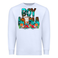White Boy Mama Flowers Cow Premium Sweatshirt - CowCowDesign