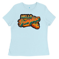 Baby Blue hello pumpkin black Ladies Tee - JahusDesignShop