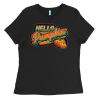 Black hello pumpkin black Ladies Tee - JahusDesignShop