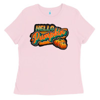 Bubblegum Pink hello pumpkin black Ladies Tee - JahusDesignShop
