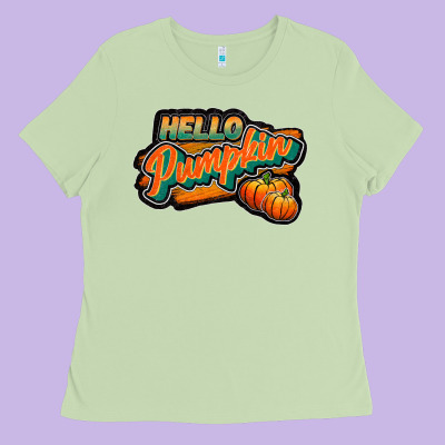 Hello Pumpkin Black Ladies Tee Designed By Jahusdesignshop