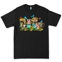 Black farm cute animals with sunflower coffee cups Premium Tee - NancyCooperArtShop