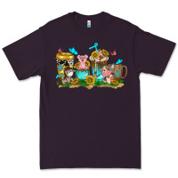 Plum farm cute animals with sunflower coffee cups Premium Tee - NancyCooperArtShop