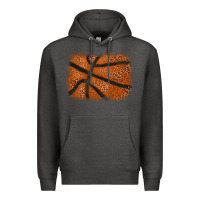 Charcoal Heather Basketball leopard glitter background Premium Hoodie - HowdyJamesFarm