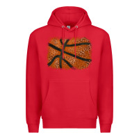 Red Basketball leopard glitter background Premium Hoodie - HowdyJamesFarm