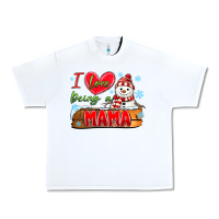 White i love being a mama Urban Heavy Tee - MaliasSmallBusiness