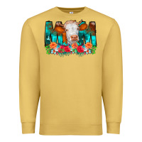 Antique Gold Cow Mom Turquoise Tooled Leather Flowers Premium Sweatshirt - CowCowDesign