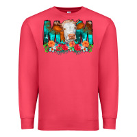 Cardinal Cow Mom Turquoise Tooled Leather Flowers Premium Sweatshirt - CowCowDesign