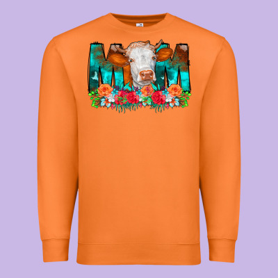 Cow Mom Turquoise Tooled Leather Flowers Premium Sweatshirt Designed By Cowcowdesign