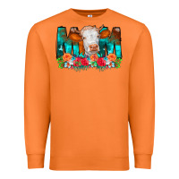 Carrot Cow Mom Turquoise Tooled Leather Flowers Premium Sweatshirt - CowCowDesign