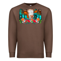Chestnut Cow Mom Turquoise Tooled Leather Flowers Premium Sweatshirt - CowCowDesign
