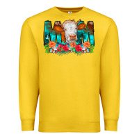 Lemon Cow Mom Turquoise Tooled Leather Flowers Premium Sweatshirt - CowCowDesign