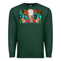 Sports Green Cow Mom Turquoise Tooled Leather Flowers Premium Sweatshirt - CowCowDesign