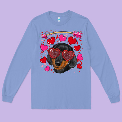 Valentine's Day  Dachshund Puppy Long Sleeve Tee Designed By Ranaportraitstore