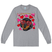 Heather Grey valentine's day  dachshund puppy Long Sleeve Tee - RanaPortraitStore