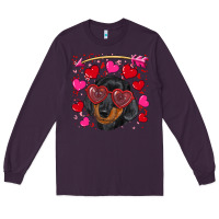 Plum valentine's day  dachshund puppy Long Sleeve Tee - RanaPortraitStore