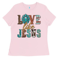 Bubblegum Pink love like jesus Ladies Tee - Artiststas