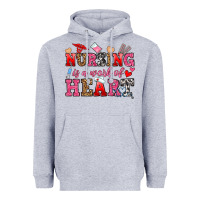 Heather Grey nursing is a work of heart Heavyweight Hoodie - OliviaCreatesArt