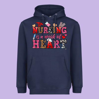 Nursing Is A Work Of Heart Heavyweight Hoodie Designed By Oliviacreatesart