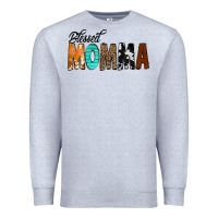 Heather Grey Blessed Momma Premium Sweatshirt - CowCowDesign
