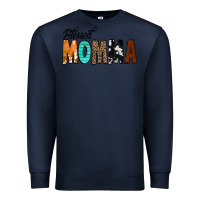 Navy Blessed Momma Premium Sweatshirt - CowCowDesign