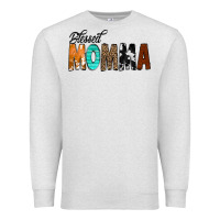 Oatmeal Heather Blessed Momma Premium Sweatshirt - CowCowDesign