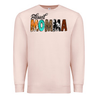 Pale Pink Blessed Momma Premium Sweatshirt - CowCowDesign