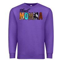Purple Blessed Momma Premium Sweatshirt - CowCowDesign