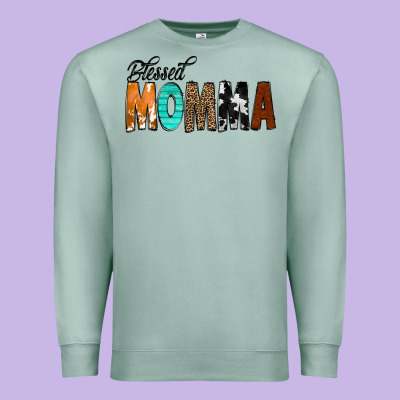 Blessed Momma Premium Sweatshirt Designed By Cowcowdesign