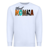 White Blessed Momma Premium Sweatshirt - CowCowDesign
