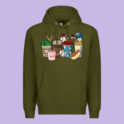 Baseball Coffee Cups Premium Hoodie Designed By Howdyjamesfarm