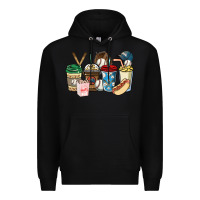 Black Baseball coffee cups Premium Hoodie - HowdyJamesFarm