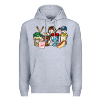 Heather Grey Baseball coffee cups Premium Hoodie - HowdyJamesFarm