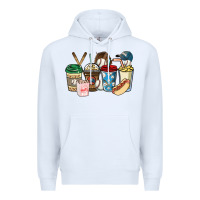 White Baseball coffee cups Premium Hoodie - HowdyJamesFarm