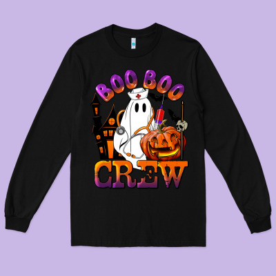 Boo Boo Crew Nurse Long Sleeve Tee Designed By Lillyallendesigns