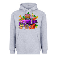 Heather Grey mardi gras truck olivia Heavyweight Hoodie - OliviaCreatesArt