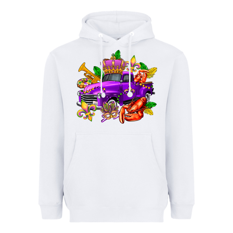 Mardi Gras Truck Olivia Heavyweight Hoodie by OliviaCreatesArt | Teevron