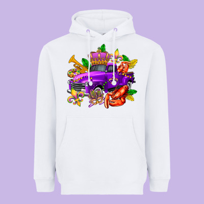 Mardi Gras Truck Olivia Heavyweight Hoodie Designed By Oliviacreatesart