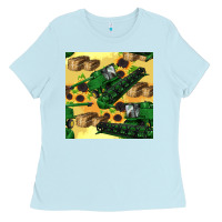 Baby Blue harvester seamless pattern Ladies Tee - BundleAndBundleShop